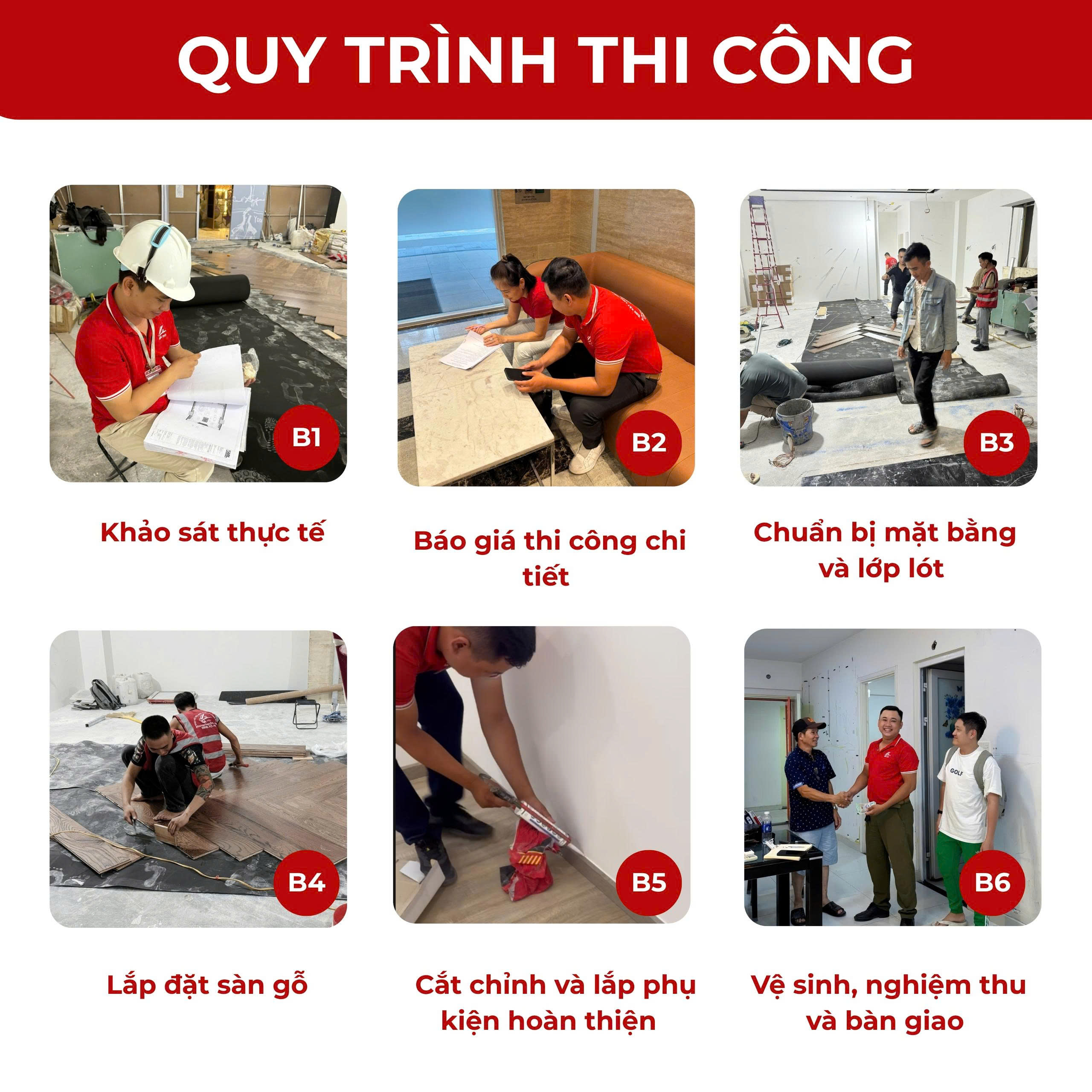 Quy trình thi công sàn gỗ tại Quang Anh Decor