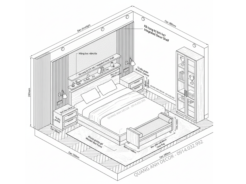 Bản vẽ phòng ngủ yêu cầu