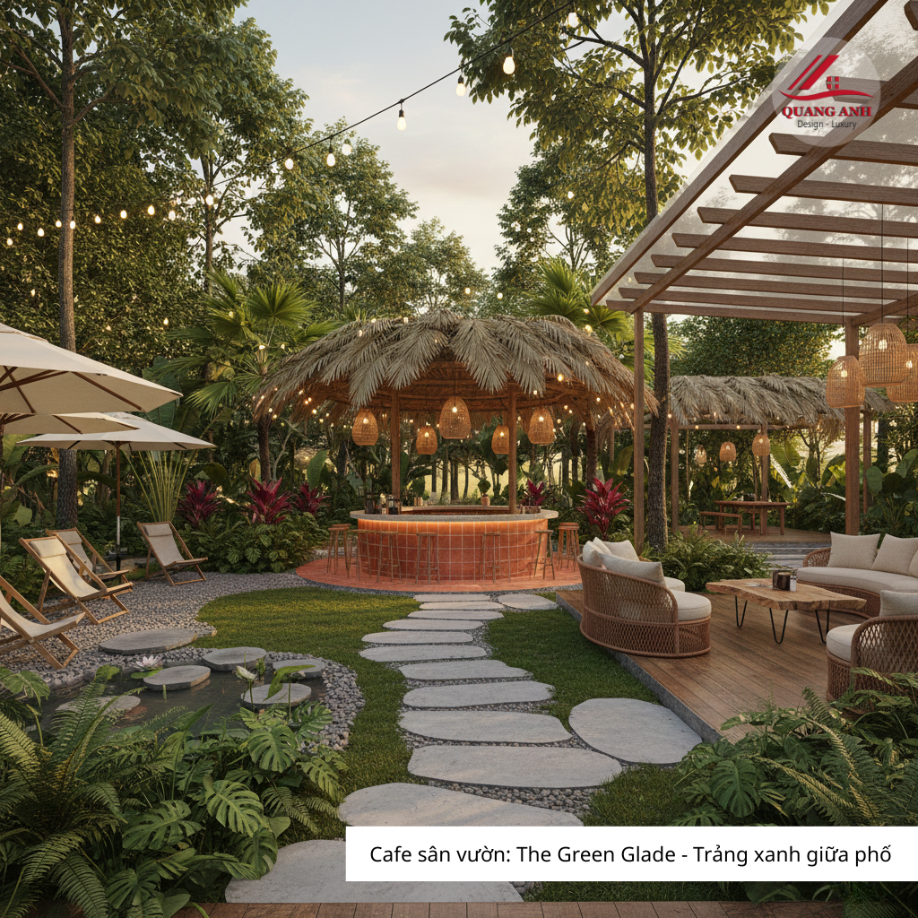 Thi công cà phê sân vườn