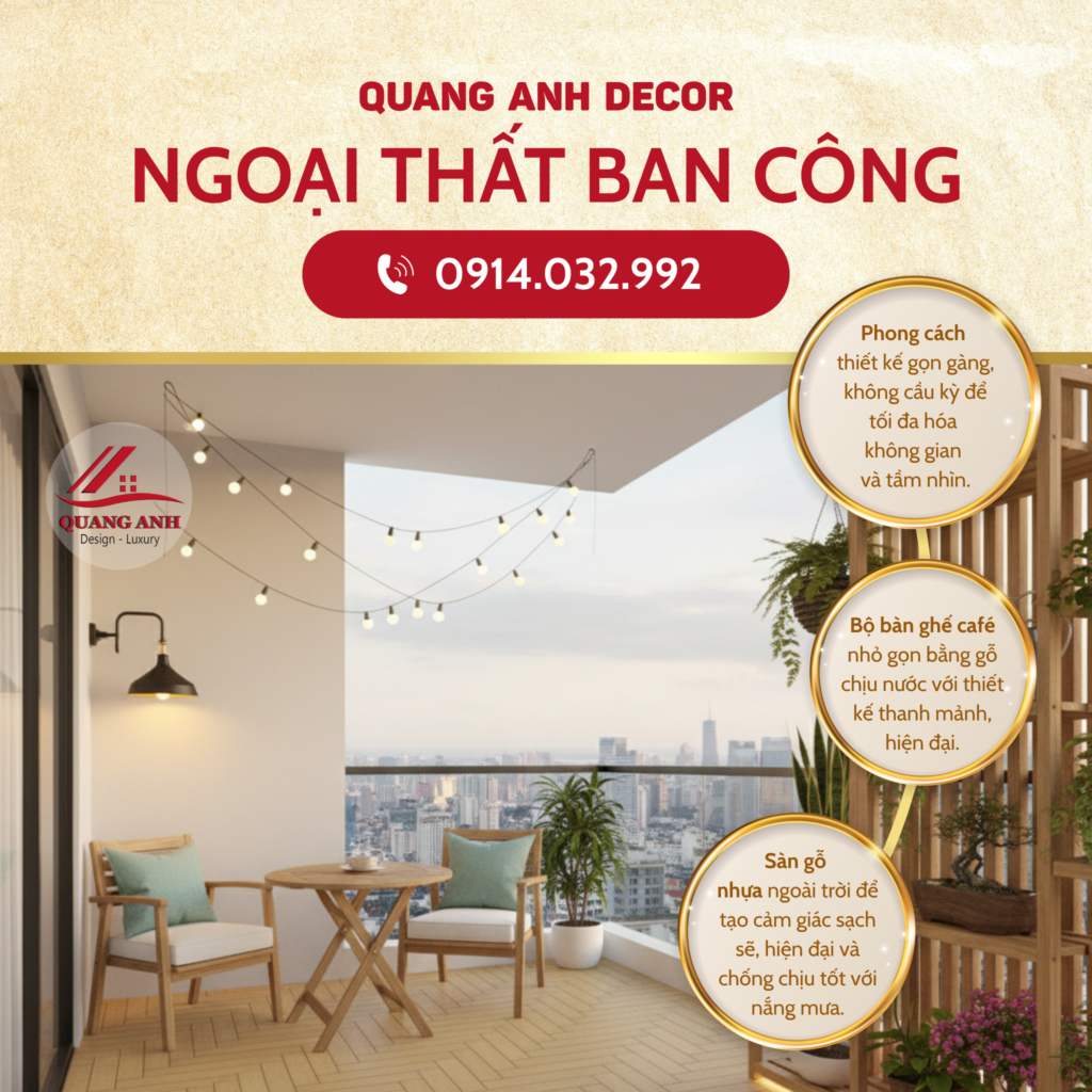 Thi công ngoại thất ban công, sân vườn ngoài trời