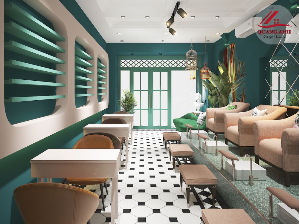 thiêt kế thi công nội thất tiệm nail