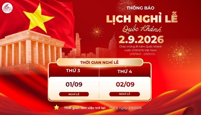 Quang Anh Decor thông báo lịch nghỉ lễ Quốc Khánh